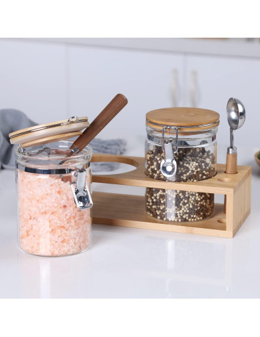 Tarros de Almacenamiento de Vidrio KKC 800 ml Herméticos con Cucharas