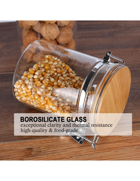 Tarros de Almacenamiento de Vidrio KKC 800 ml Herméticos con Cucharas