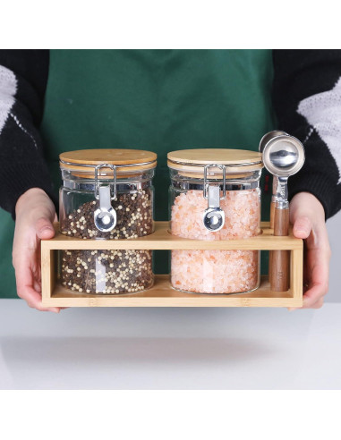 Tarros de Almacenamiento de Vidrio KKC 800 ml Herméticos con Cucharas