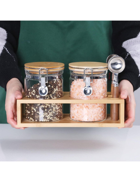 Tarros de Almacenamiento de Vidrio KKC 800 ml Herméticos con Cucharas