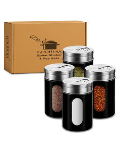 Juego de 4 Saleros y Pimenteros GOOHERA Acero Inoxidable Negro