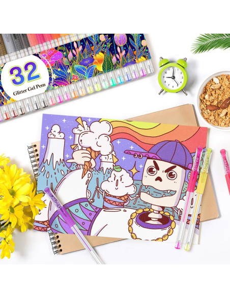 Set de 32 Bolígrafos de Gel Brillante Taotree Multicolor