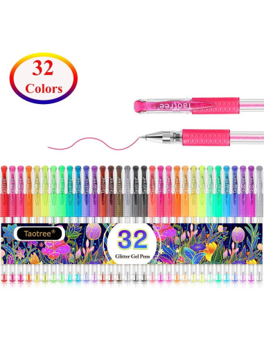 Set de 32 Bolígrafos de Gel Brillante Taotree Multicolor