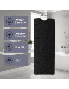 Alfombra de Baño Antideslizante Zoryllic 101.6x40.6cm PVC Negro 2