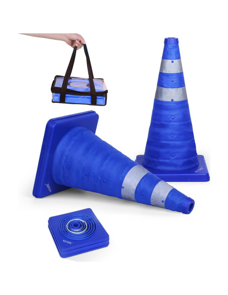 Conos de Tráfico Plegables BATTIFE 18" Azul - 2 Pack