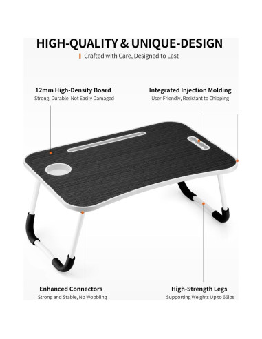 Mesa Plegable para Laptop FISYOD 59.7x39.9 cm Negra