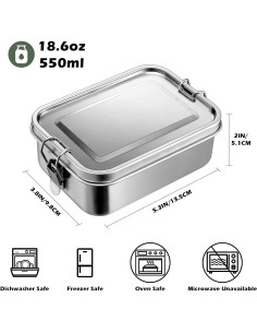 Caja de Almuerzo Bento Leonyo 550ml Acero Inoxidable 18/10 2