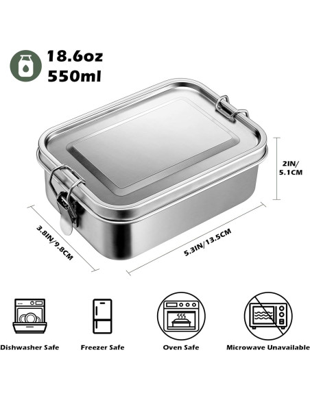 Caja de Almuerzo Bento Leonyo 550ml Acero Inoxidable 18/10