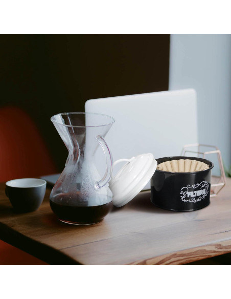 SOTECH Frasco de Filtro de Café de Metal Negro 15x15x14.5cm