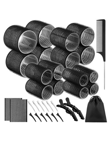 Conjunto de 34 Rulos para Cabello ProSuites - 4 Tamaños Negros