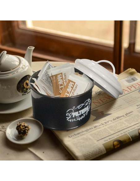 SOTECH Frasco de Filtro de Café de Metal Negro 15x15x14.5cm