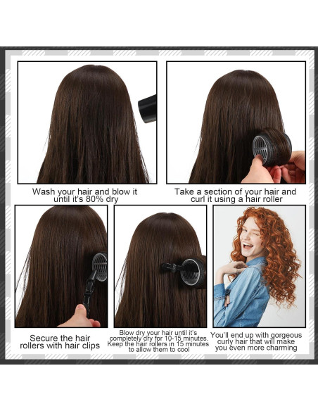 Conjunto de 34 Rulos para Cabello ProSuites - 4 Tamaños Negros