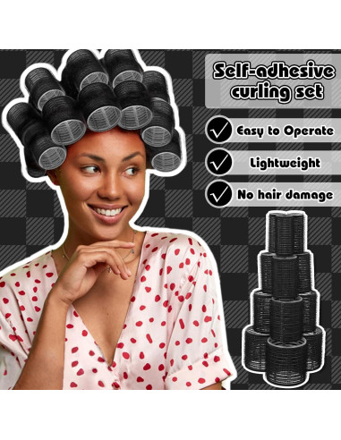 Conjunto de 34 Rulos para Cabello ProSuites - 4 Tamaños Negros