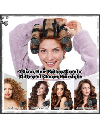 Conjunto de 34 Rulos para Cabello ProSuites - 4 Tamaños Negros