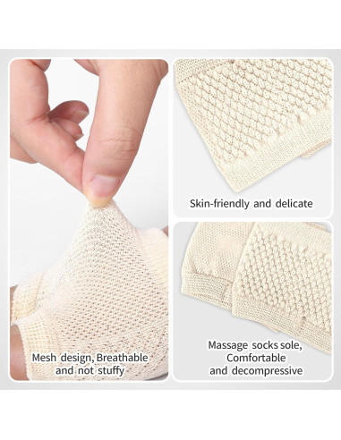 Medias Abiertas para Mulas de Mujeres - 5 Pares Algodón Antideslizantes