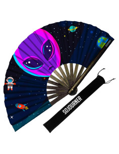 Abanico Plegable SoJourner Rave Alien - Brillante y Ligero