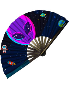 Abanico Plegable SoJourner Rave Alien - Brillante y Ligero 2