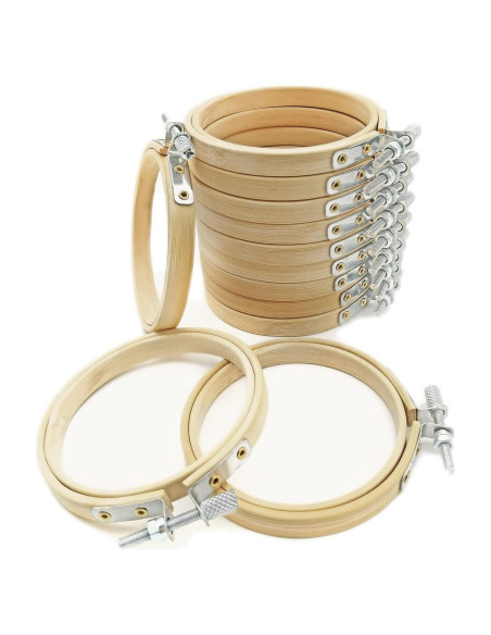 Juego de 12 Aros de Bordado Cldamecy 8cm de Bambú Natural