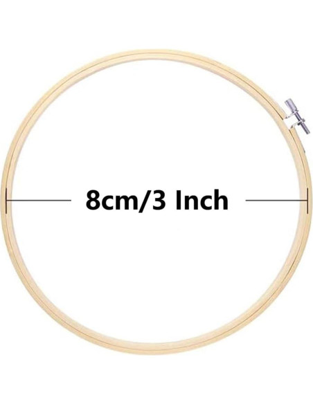 Juego de 12 Aros de Bordado Cldamecy 8cm de Bambú Natural