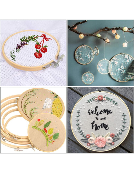 Juego de 12 Aros de Bordado Cldamecy 8cm de Bambú Natural