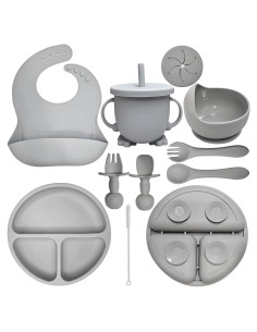 Set de Alimentación para Bebés HippoBaby 10 Piezas Silicona Nube