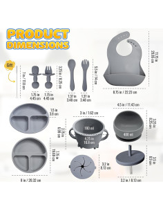 Set de Alimentación para Bebés HippoBaby 10 Piezas Silicona Nube 2