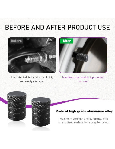 Ziciner 10 Tapones de Válvula de Neumático de Aluminio