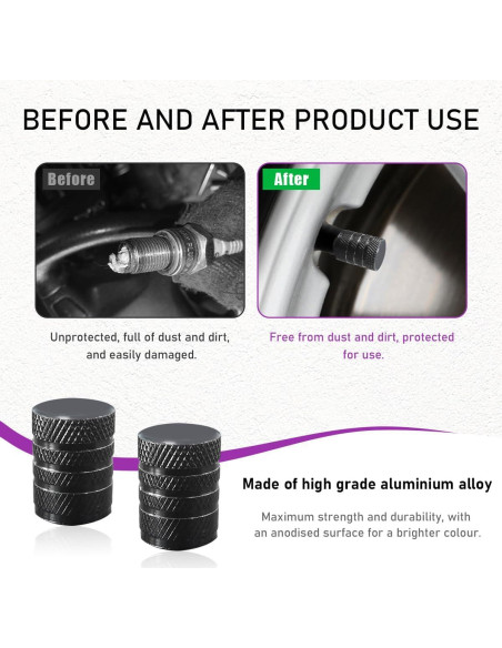 Ziciner 10 Tapones de Válvula de Neumático de Aluminio