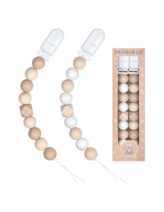 Clip de Chupete Beige para Bebés - Pack de 2 Unidades
