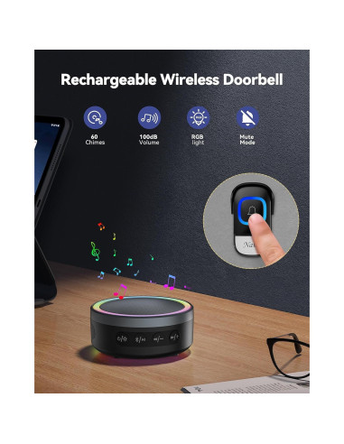 Timbre Inalámbrico TECKNET con Altavoz Bluetooth 1000mAh