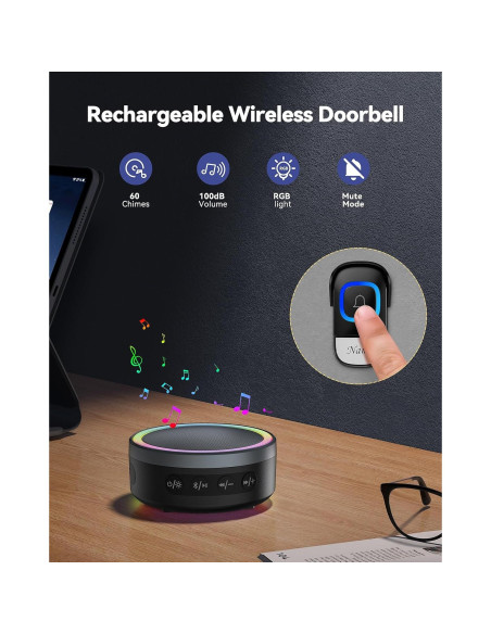 Timbre Inalámbrico TECKNET con Altavoz Bluetooth 1000mAh