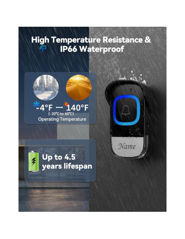 Timbre Inalámbrico TECKNET con Altavoz Bluetooth 1000mAh