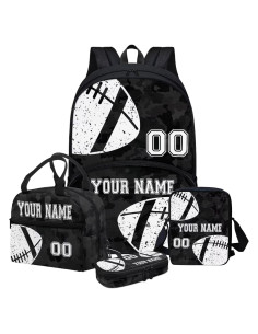 Mochila Personalizada Howilath 4 Piezas Camo Negro para Niños