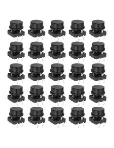 25 Micro Interruptores 4Pin Auto-reinicio OTOTEC Negro 12x12mm