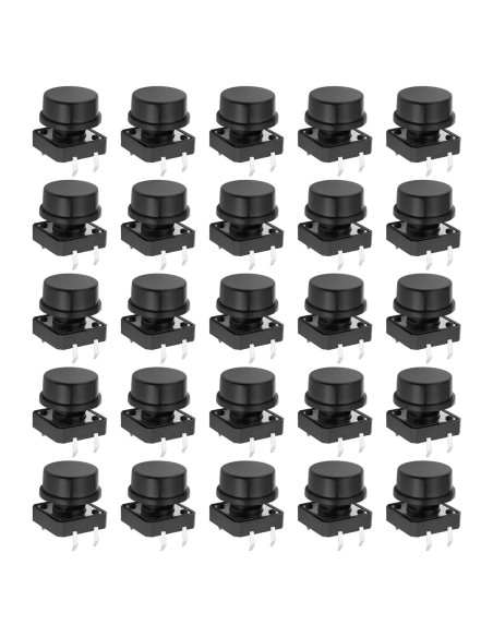 25 Micro Interruptores 4Pin Auto-reinicio OTOTEC Negro 12x12mm