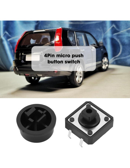 25 Micro Interruptores 4Pin Auto-reinicio OTOTEC Negro 12x12mm