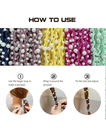 Lazos de Pelo de Perlas DAOSUN Aqua 40.64 cm para Mujeres