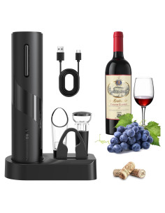 Abridor de Vino Eléctrico WINRACE 6 en 1 Negro