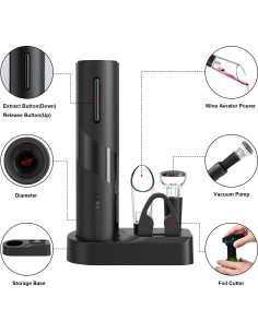 Abridor de Vino Eléctrico WINRACE 6 en 1 Negro 2