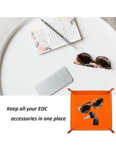 Bandeja de Valet Plegable siduater de Cuero Sintético Beige 2