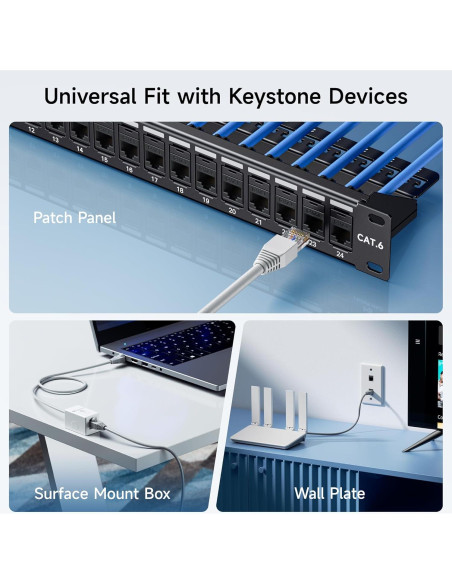 Cable Keystone Cat6 RJ45 25 Unidades Cable Matters Negro
