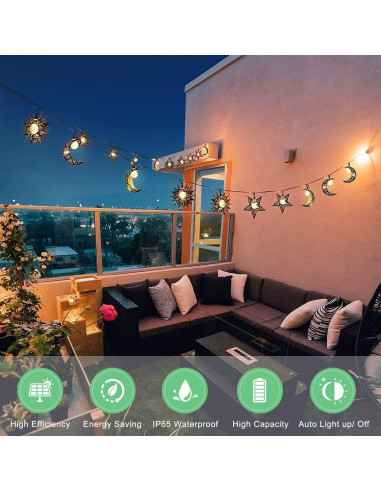 Luces de Cadena Solares Beautyard 4m Estrella Luna Sol LED