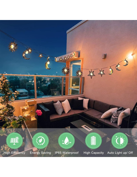 Luces de Cadena Solares Beautyard 4m Estrella Luna Sol LED Luces de Cadena Solares Beautyard 4m Estrella Luna Sol LED