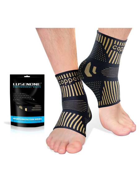 Soporte de Tobillo de Cobre Lusenone para Alivio del Dolor