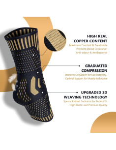 Soporte de Tobillo de Cobre Lusenone para Alivio del Dolor 2