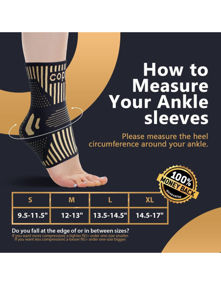 Soporte de Tobillo de Cobre Lusenone para Alivio del Dolor