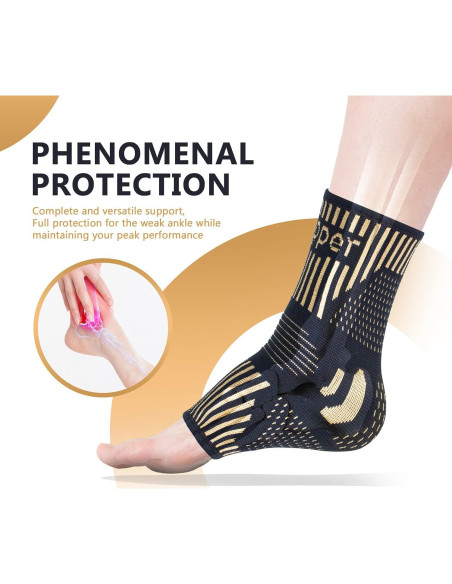 Soporte de Tobillo de Cobre Lusenone para Alivio del Dolor