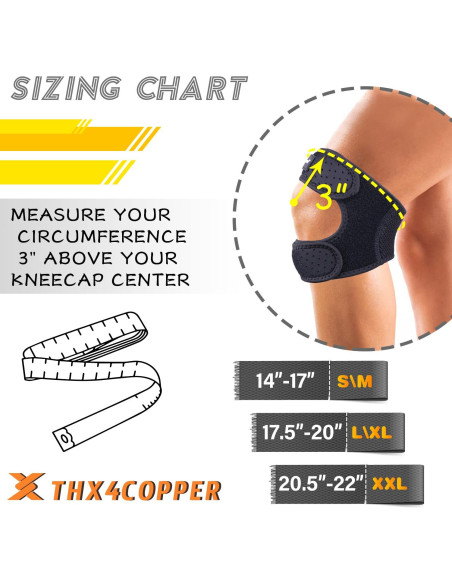 Rodillera Patelar Doble Ajustable Thx4COPPER Alivio Dolor