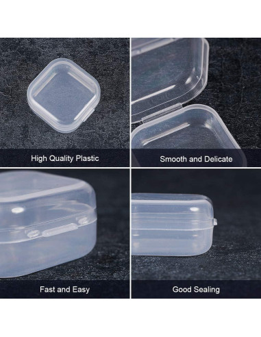 Cajas de Almacenamiento Plástico Transparente BENECREAT 24 Unidades 3.5x3.5x1.8 cm