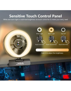 Cámara Web JIGA S6 1080P con Doble Micrófono y Luz Ajustable 2